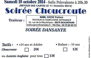 18 Octobre: Soirée Choucroute