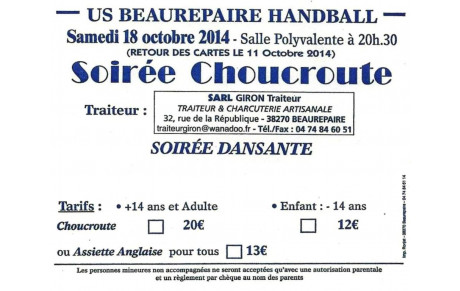 18 Octobre: Soirée Choucroute
