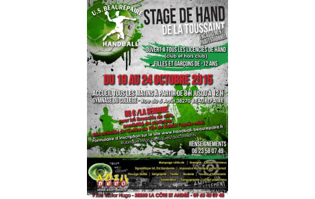 STAGE DE HANDBALL VACANCES DE LA TOUSSAINT